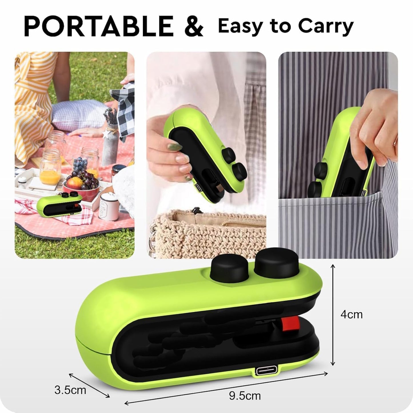 FreshLock Pro™ | 2-in-1 USB Rechargeable Bag Sealer & Cutter Portable
