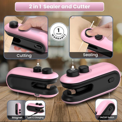 FreshLock Pro™ | 2-in-1 USB Rechargeable Bag Sealer & Cutter Portable