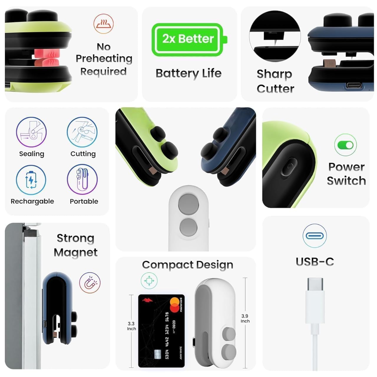 FreshLock Pro™ | 2-in-1 USB Rechargeable Bag Sealer & Cutter Portable